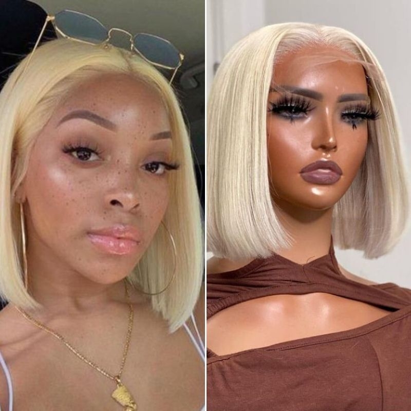 

Nadula 4x4 Inch 613 Blonde Bob Wig Straight Wig Transparent Lace Closure Wigs