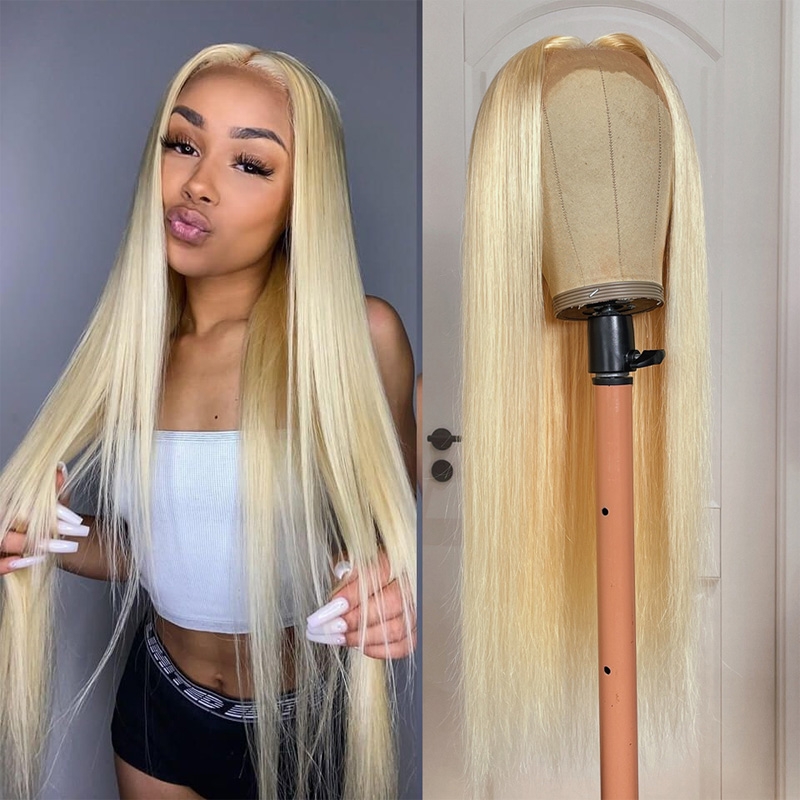 

Nadula 613 Color Wigs 100% Human Hair Transparent Lace Front Wigs Blonde Straight Wigs