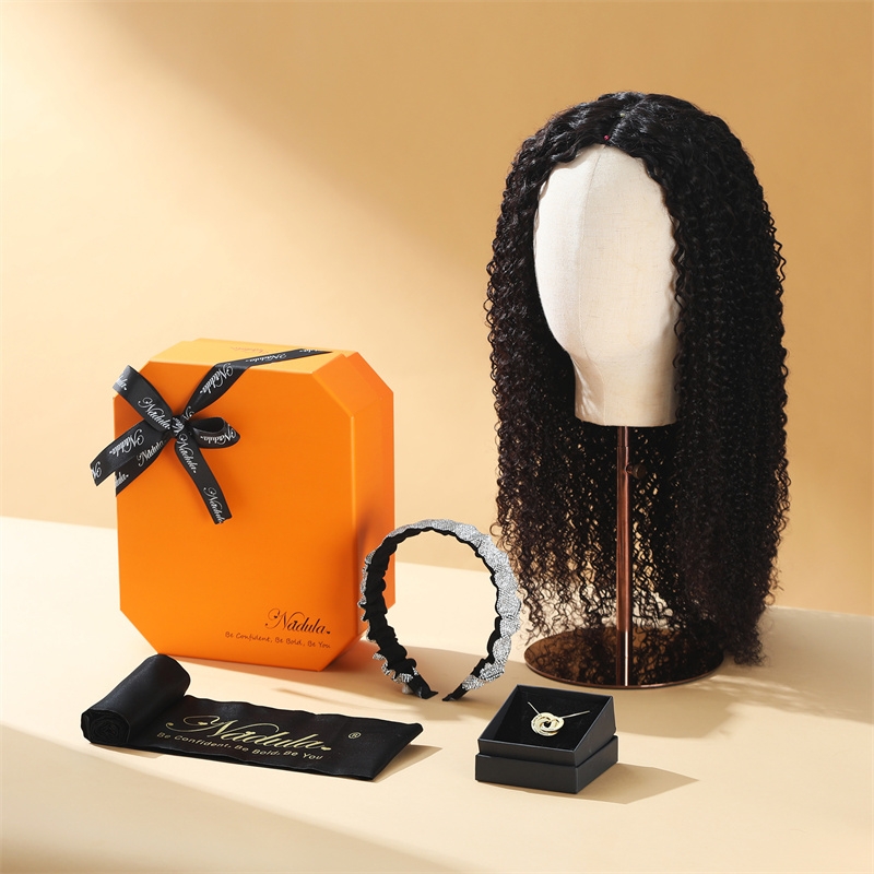 Nadula Beginner Friendly V Part Wigs Glueless Jerry Curly Human Hair Wigs No Sew In No Gel NO Leave Out