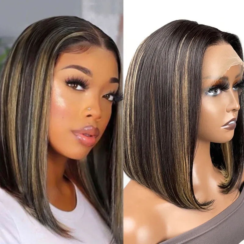 

Nadula No Bleach Blonde Faux Highlights 13x4 Lace Front Bob Wig Q