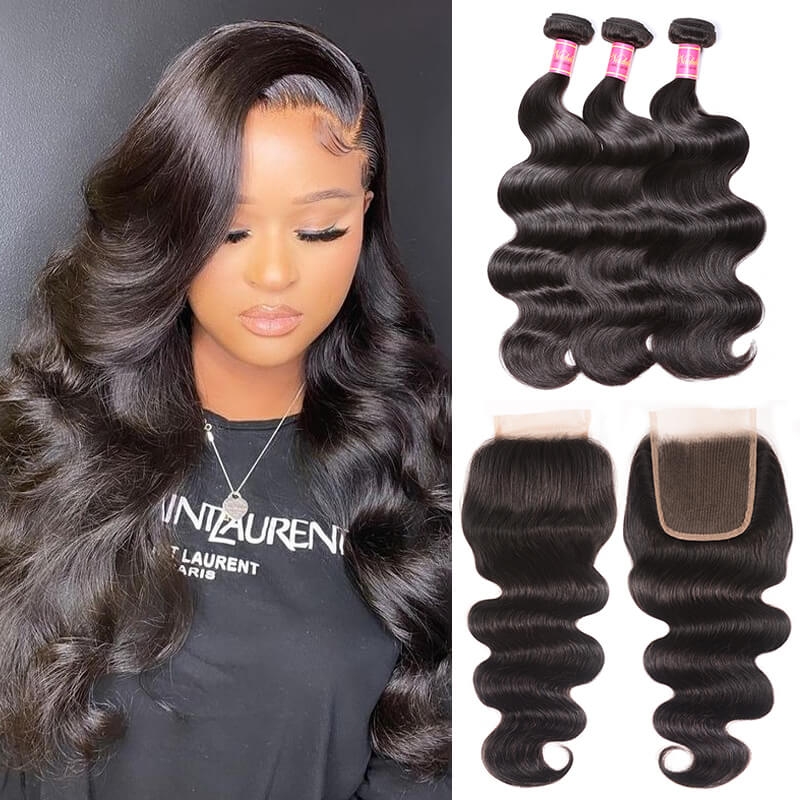 

Nadula Body Wave Virgin Hair Weave 3 Bundles With Lace Closure Best Virgin Human Hair