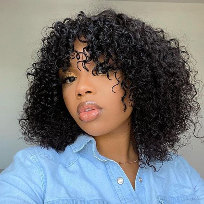 

Nadula Glueless Super Bouncy Curls Human Hair Wigs With Bangs Pix