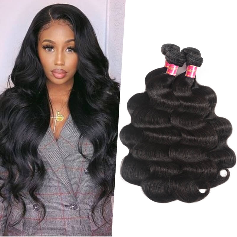 Nadula Quality Brazilian Hair 4 Bundles Pcs Natural Black Virgin Brazilian Hair Body Wave Human Hair Weaving