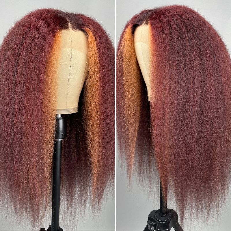 

Nadula Burgundy Mixed Orange Highlight 4C Kinky Straight Lace Fro