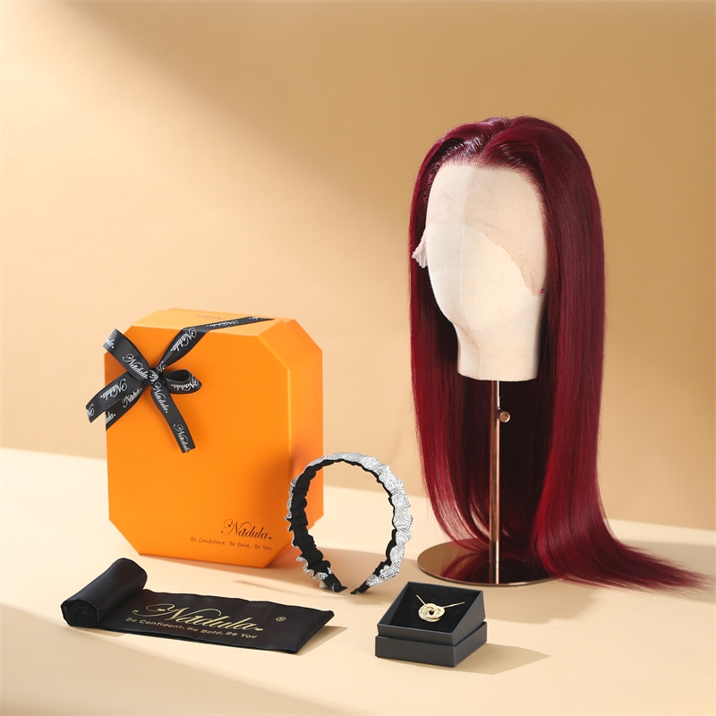 

Nadula High-quality Burgundy Colored Virgin Wigs 99J Straigh Lace Front Wigs Exquisite Ceremony Package