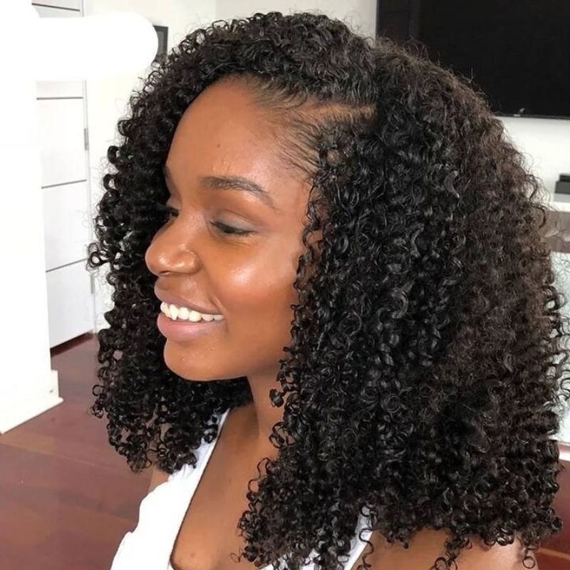 Nadula Kinky Curly U Part Human Hair Wigs Glueless Wigs 150% Dens