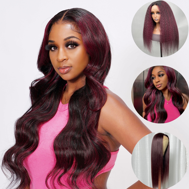 

Nadula Mixed Burgundy Highlight Silky Straight Lace Frontal Wig