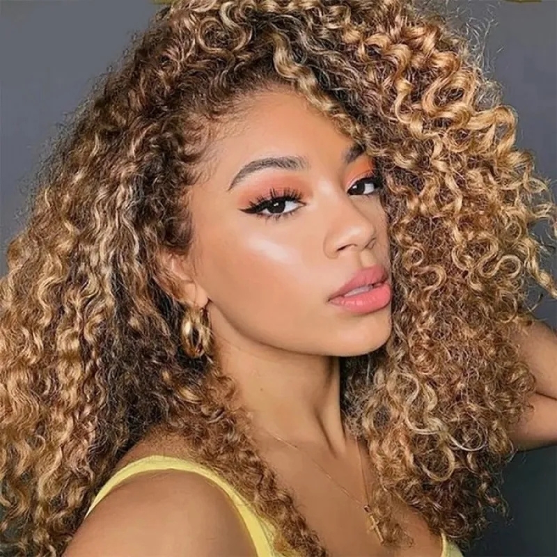 

Nadula Honey Blonde Colored Wig Ombre Brown Water Wave Lace Front Human Hair Wig