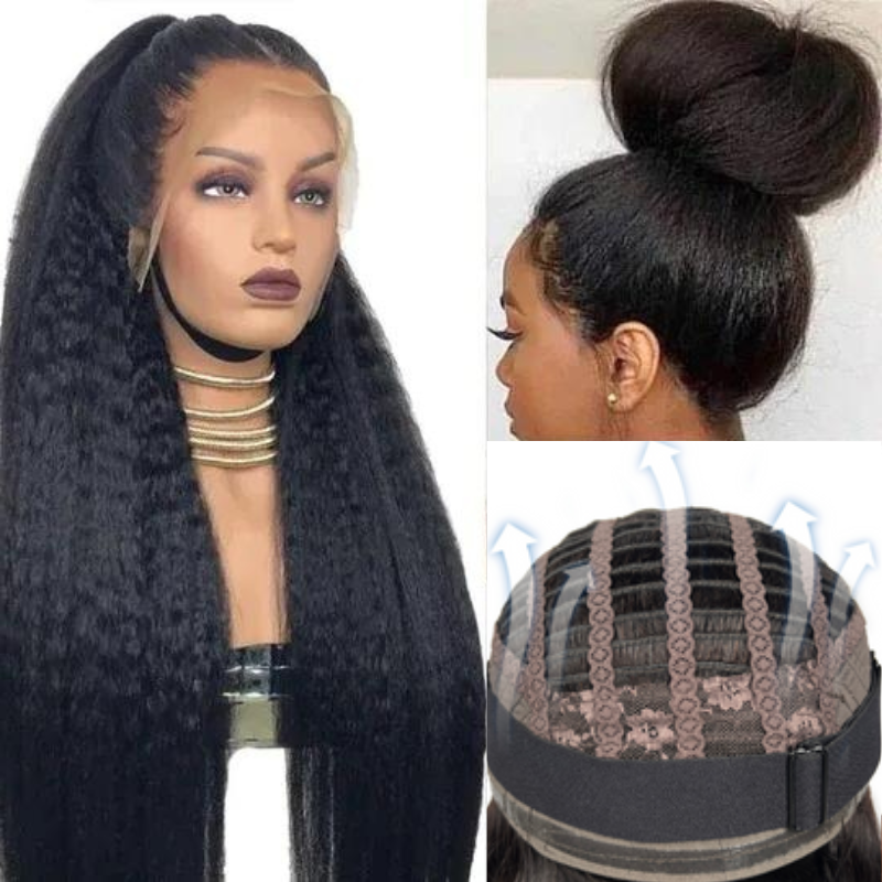 

22 Inch 13*4 Lace Front Natural Black Kinky Straight Human Hair W