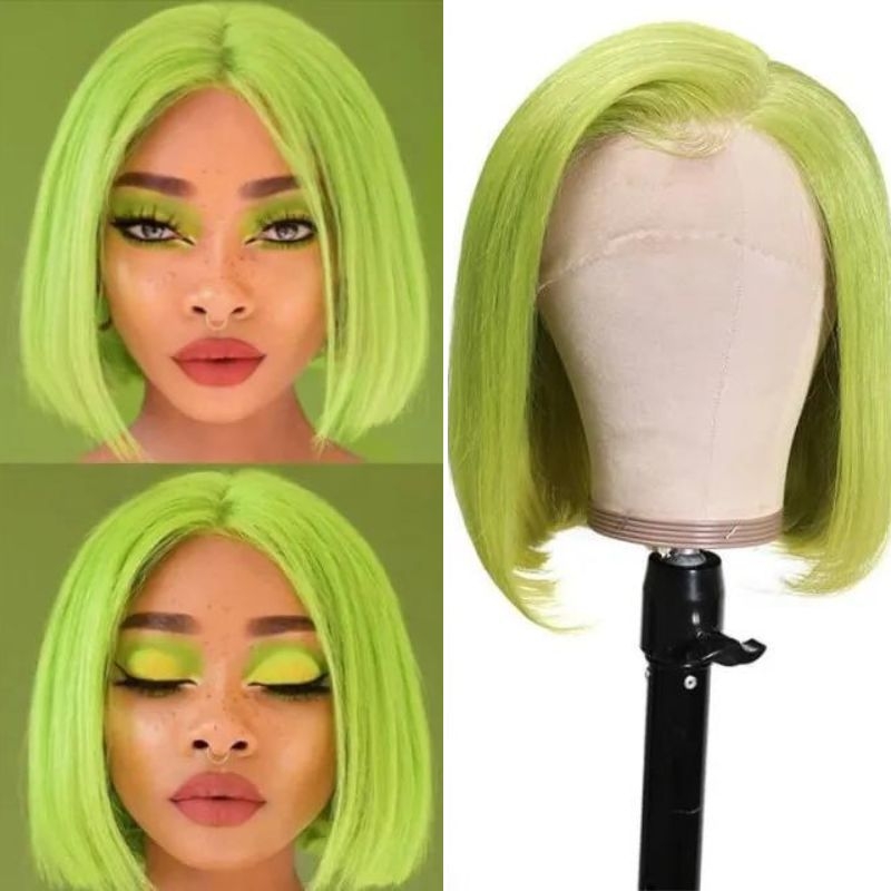 

Nadula Free Gift Wig For Giveaway Lace Front Lime Green Color Sho