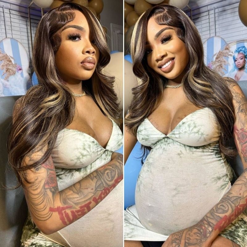 

Nadula Mix Highlight Color Blonde Straight 13X4 Lace Frontal Wig