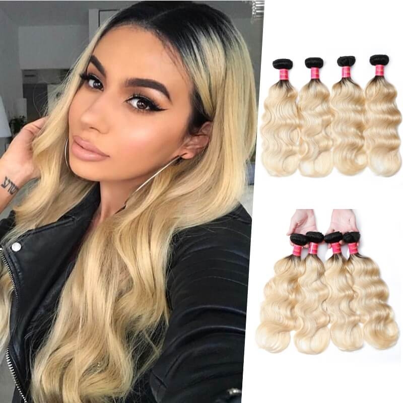 

Nadula Ombre Hair Weave Body Wave 4 Bundles 2 Tone Color Ombre Human Hair Extensions