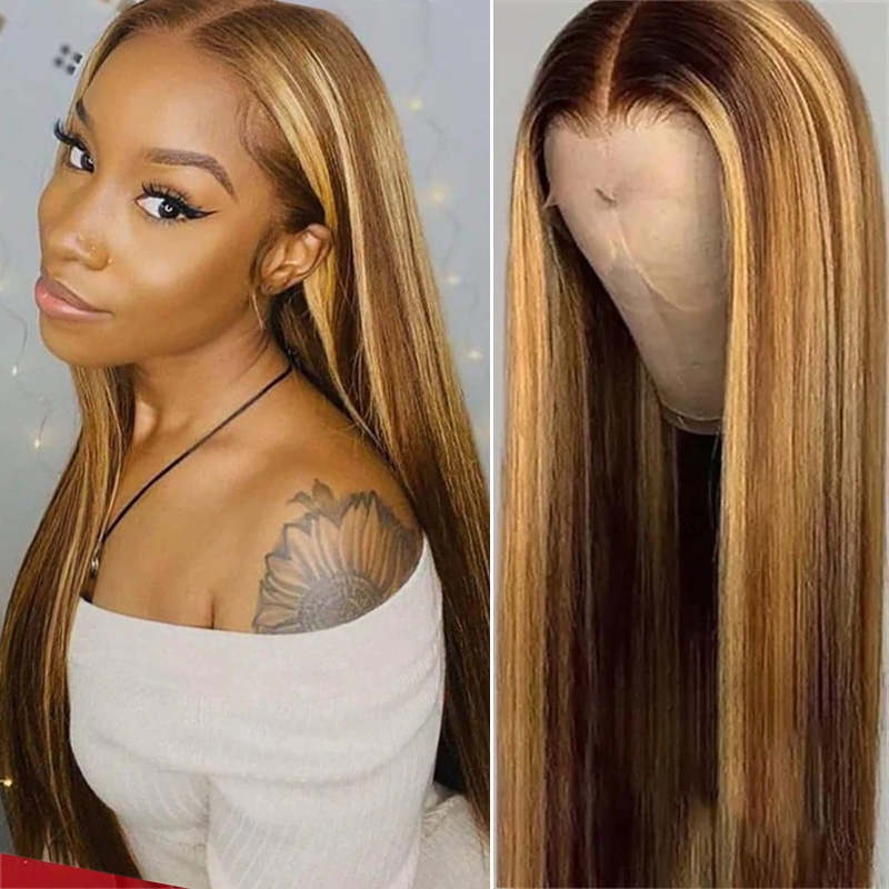 

Nadula Straight Blonde Wig T Part Lace Wigs Brown Wig Highlight C