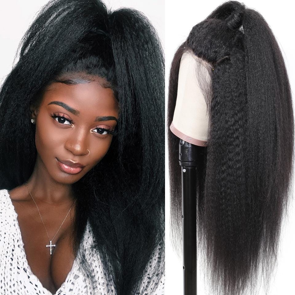 

Nadula Yaki Kinky Straight 4*4 Lace Closure Wig Breathable Cap Affordable Natural Look Perfectly Human Hair Wigs