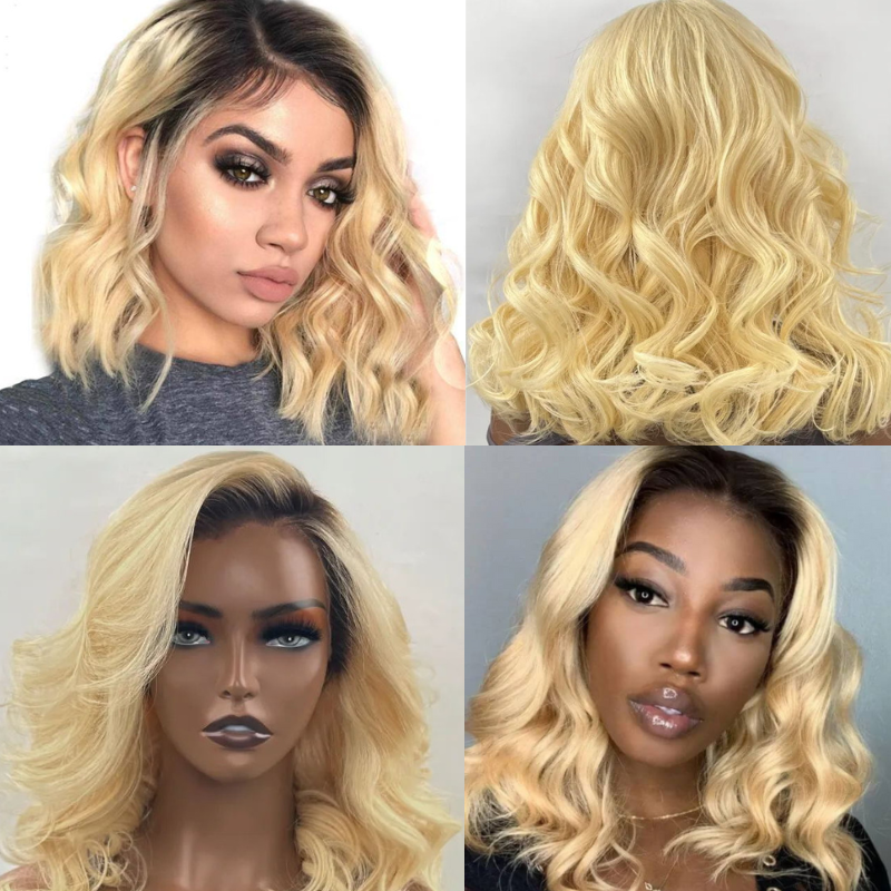 

Nadula 13X4 Ombre Bob Wig 1B/613 Loose Wave Lace Frontal Wigs Pre-plucked Ombre Blonde Human Hair Wigs for Women