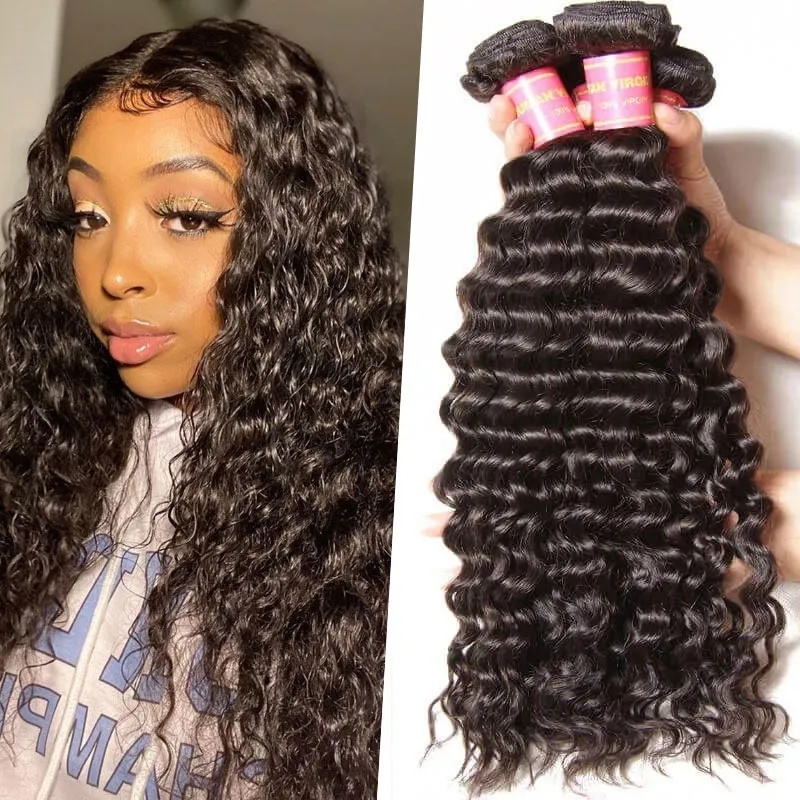 

Nadula Unprocessed Virgin Hair Deep Wave 3 Bundles Soft Best Human Hair Weave