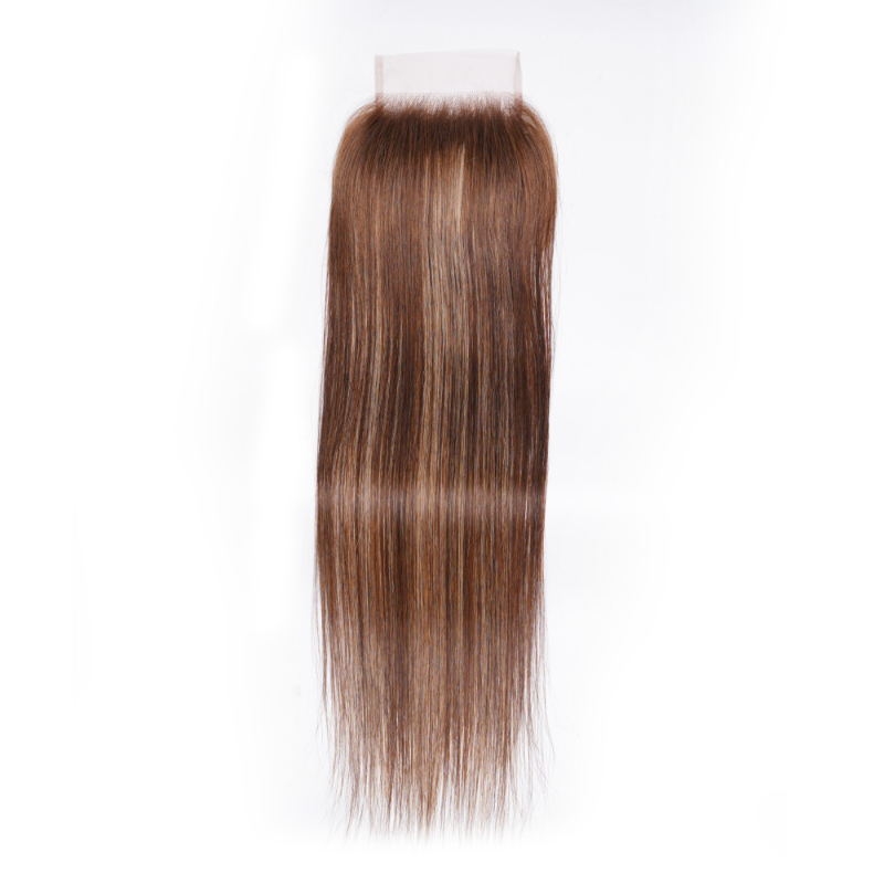 

Nadula Straight Virgin Hair 4x4 Lace Closure 1 Piece Piano Honey Blond Brown Color For Sale