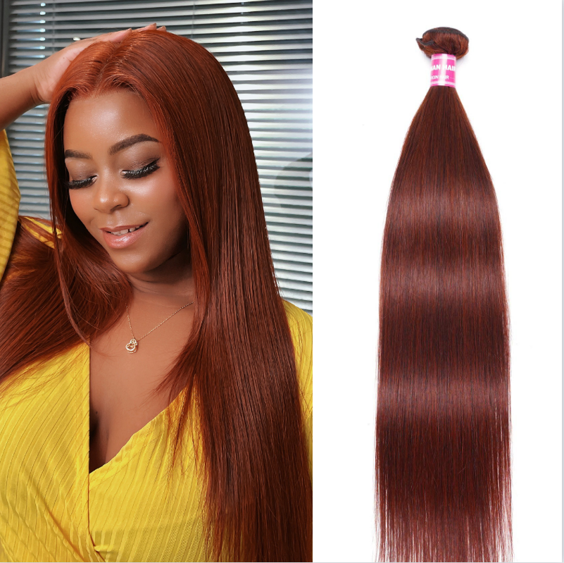 

Nadula Straight Unprocessed Hair Weave1 Bundle Dark Aubrn Reb Brown Color For Sale