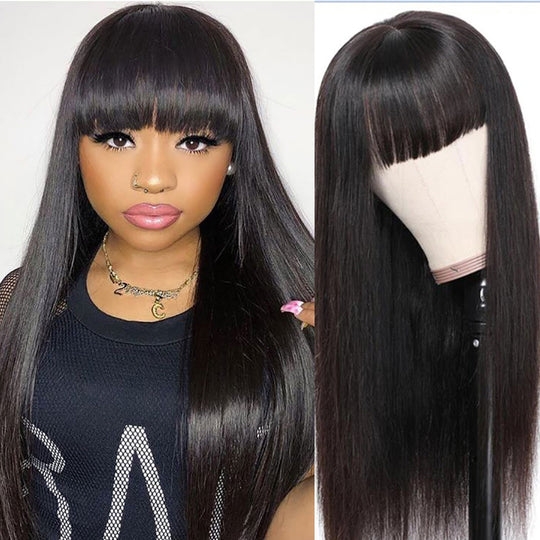 

Nadula Whatsapp Flash Sale 16 Inch Virgin Straight Wig With Bangs Affordable Human Hair Wigs For Women