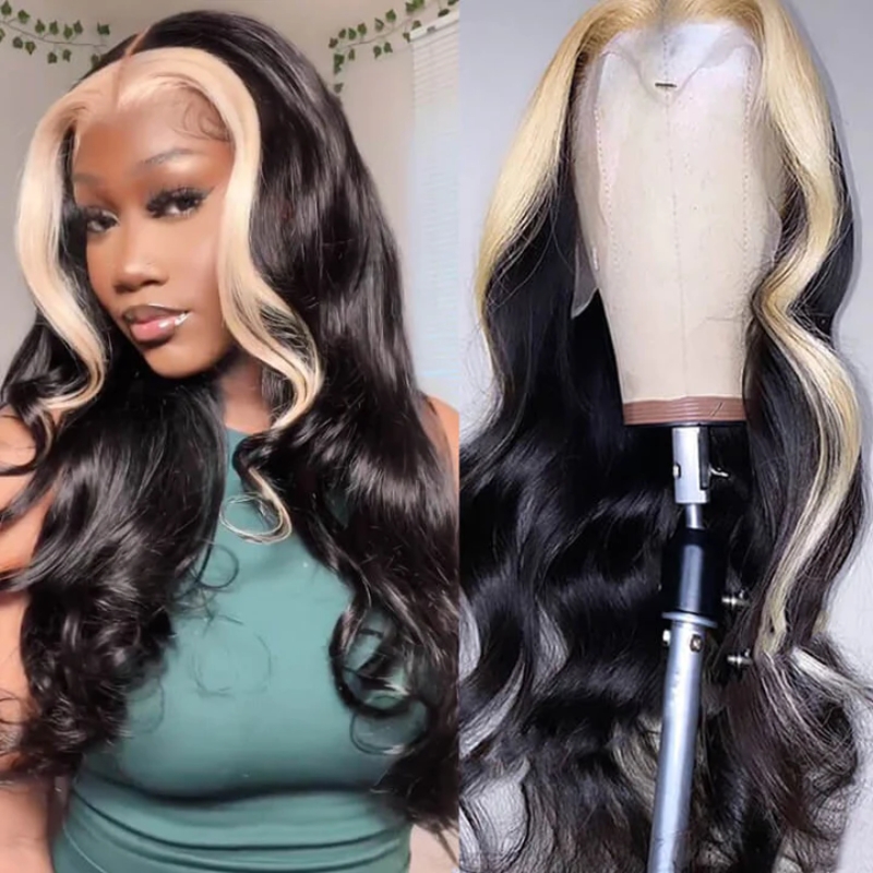 

Nadula #1B27 Highlight Body Wave Lace Frontal Wig 13x4 Gorgeous Honey Blonde Highlight Wig Human Hair 150% Density