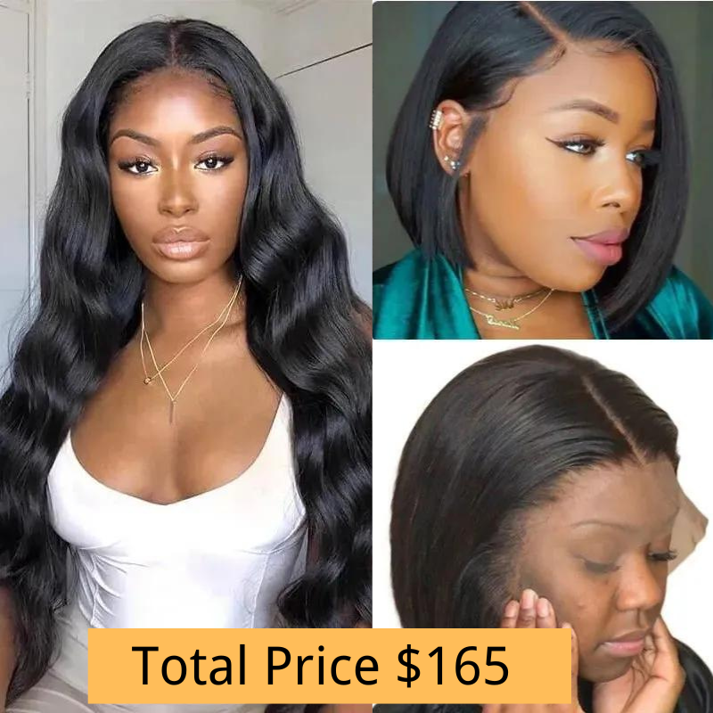 

Nadula Buy 1 Get 1 Free 20 Inch Body Wave 13*4 Lace Frontal Remy Human Hair Wigs With 14'' Bob Straight Wig