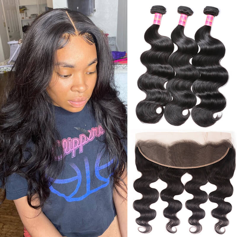 

Nadula Wholesale Virgin Hair 100% Peruvian Body Wave Hair Bundles With Lace 13x4 Frontal