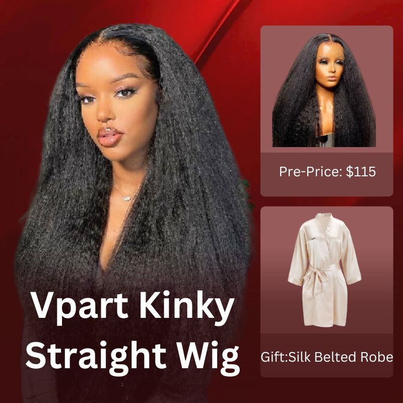 

Nadula Pre Sale V Part Kinky Straight Human Hair Wigs Protective Style Wigs No Lace No Gel Glueless Human Hair Wigs For Women