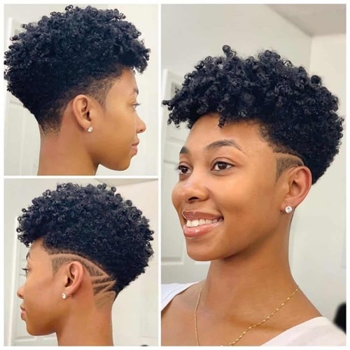 Dark taper fade haircut for women