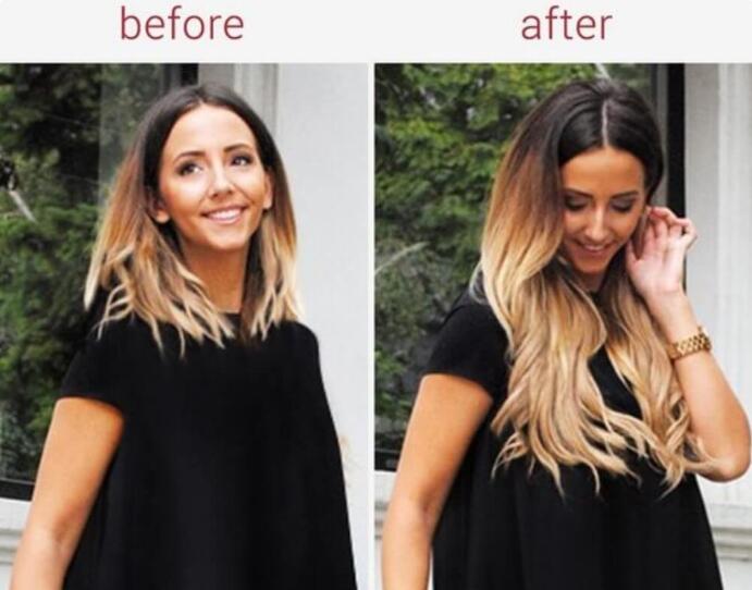 before and after hair extensions