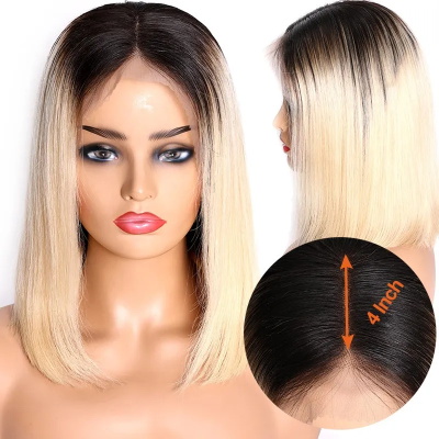 blonde bob wig with dark roots
