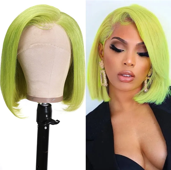 green bob wig