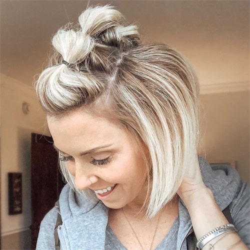 Half up half down bubble braids