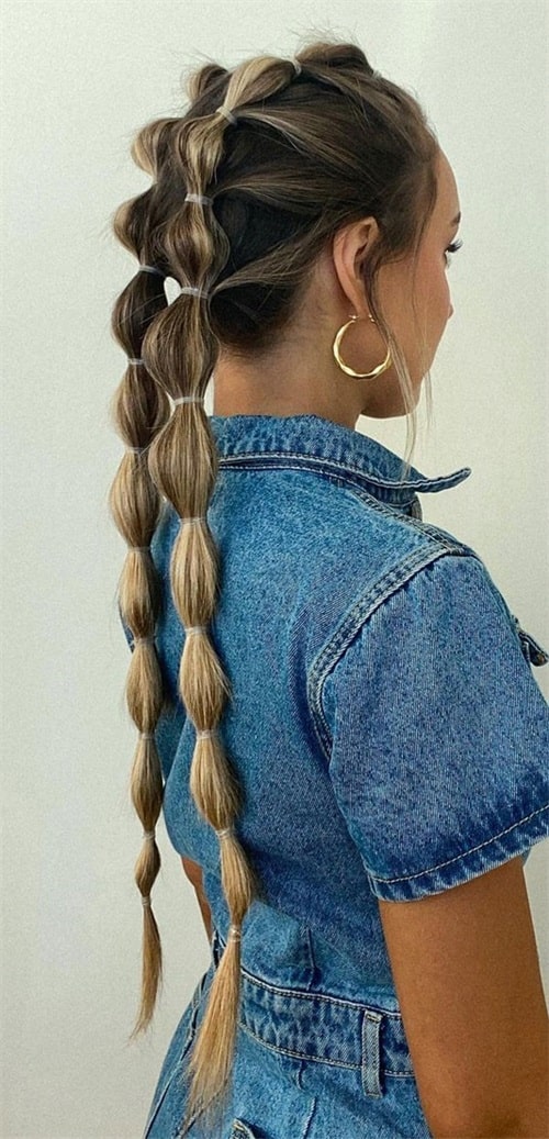 Pigtail bubble braids