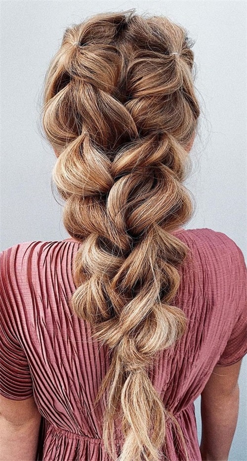 Boho fishtail bubble braids