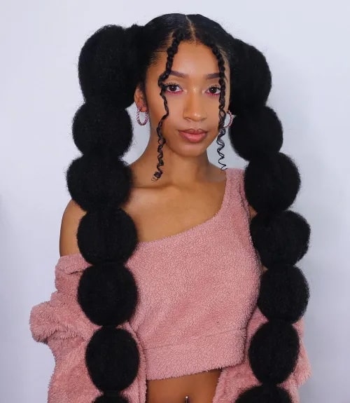 Coily flat bubble braids