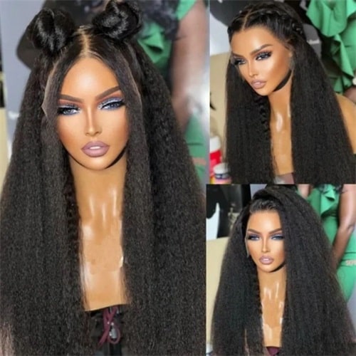 Black Kinky Straight Human Hair Wig