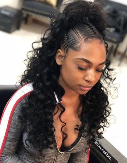 braided half-up ponytail