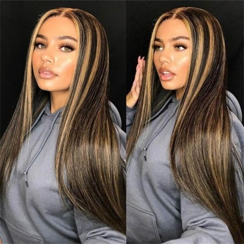 Y2k black hair with blonde highlights