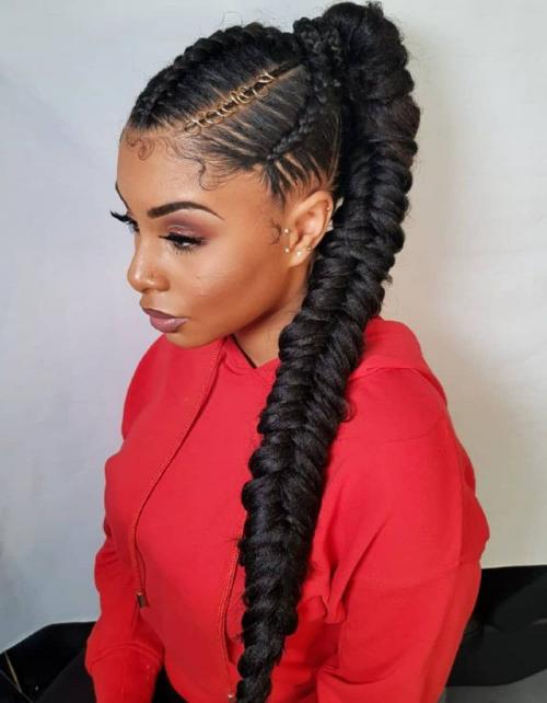 fishtail braids ponytail