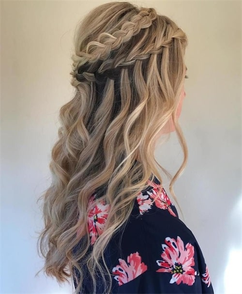 Greek waterfall braid hairstyles