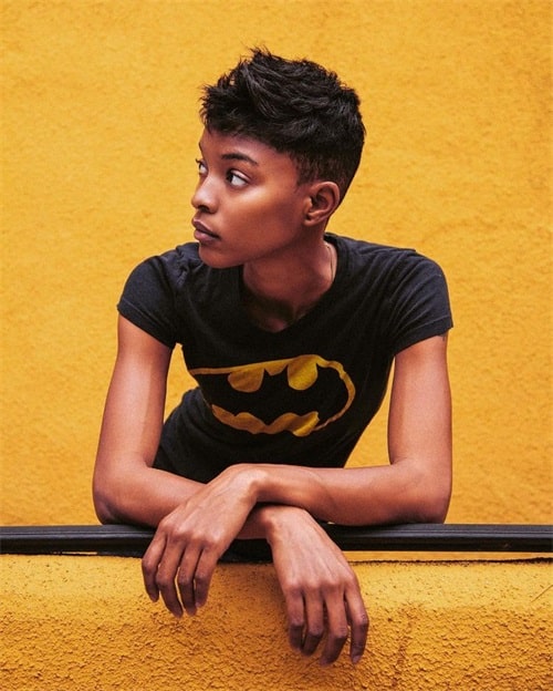Buzz cut androgynous hairstyle