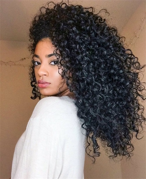black curly hair