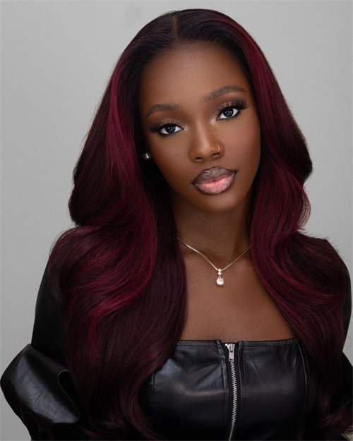 black cherry hair color looks best on dark skin