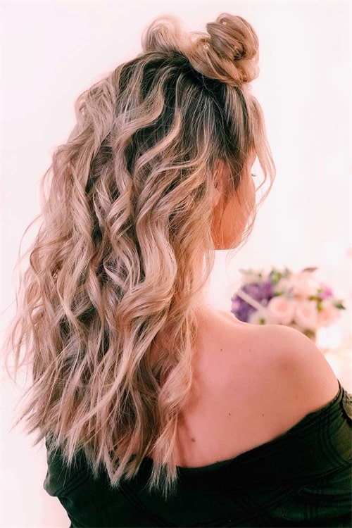 Half top knot hippie hairstyles