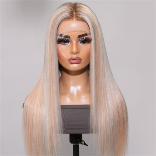 Ash blonde highlights lace wig