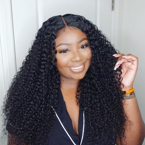 kinky curly v part wig