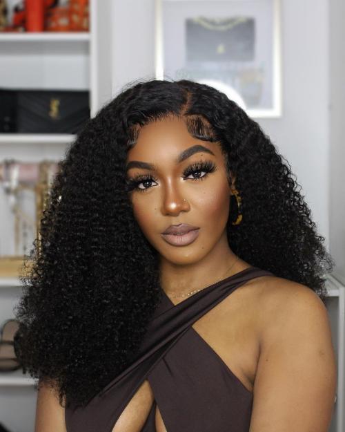 kinky curly v part wig