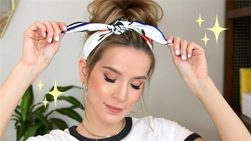 Messy side bun with a headband