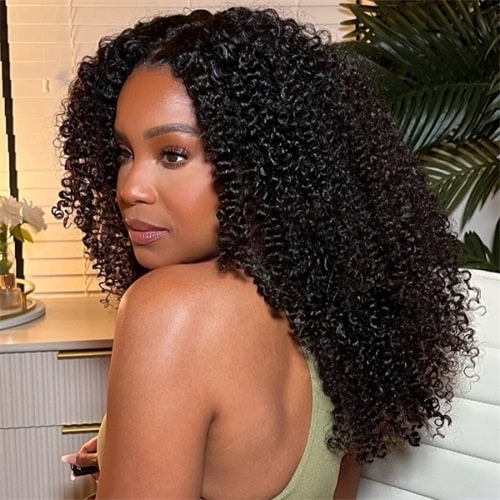 pre-cut jerry curly lace closure wig