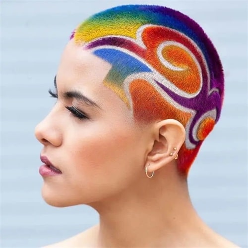 Androgynous cut with hair tattoo